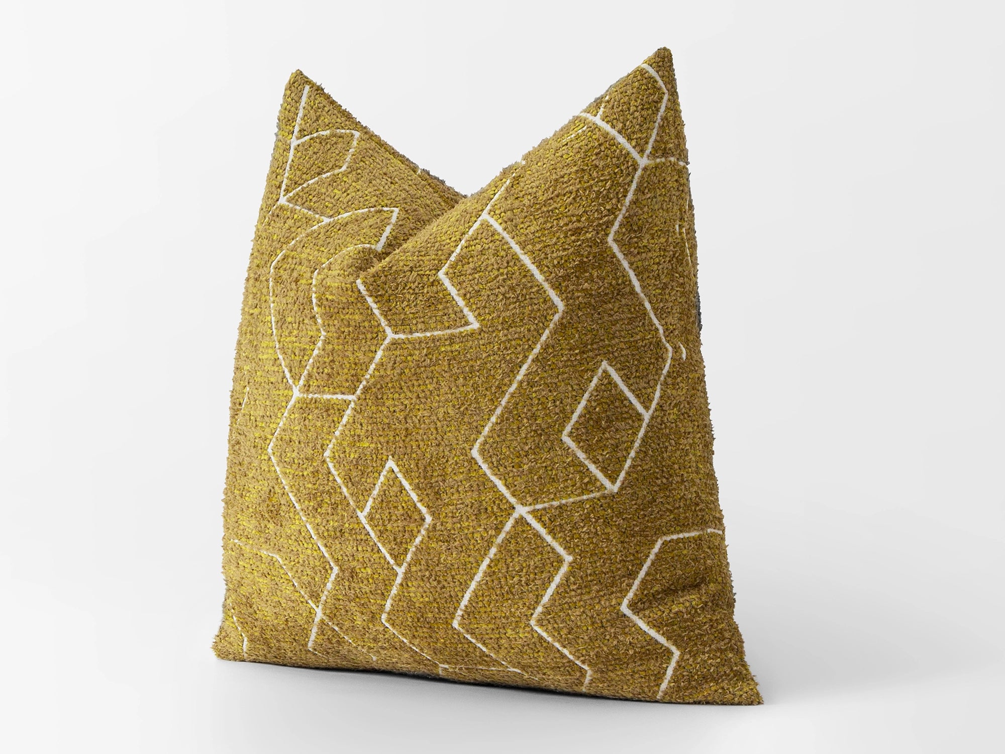 Mustard and White Geometric Pillow Cover