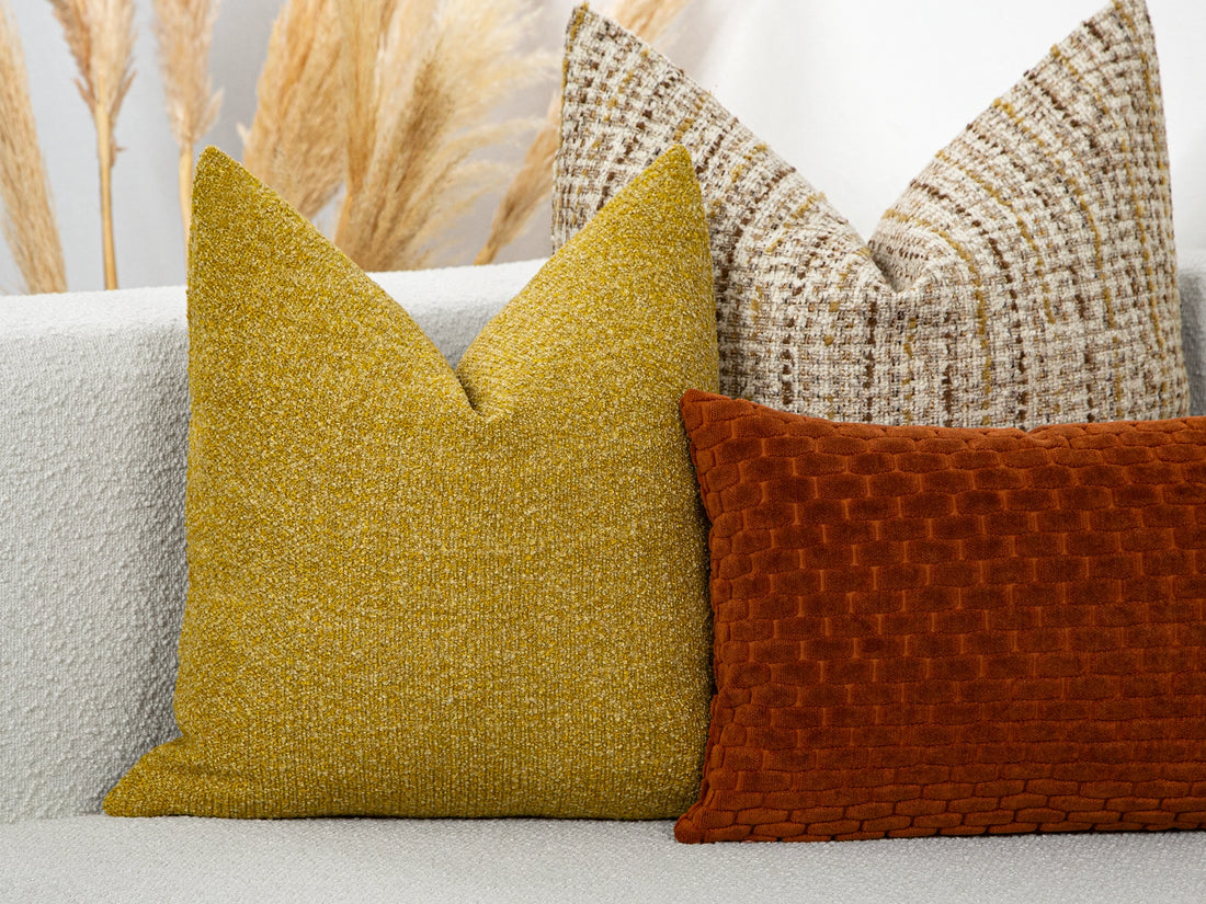 Mustard Gold Boucle Pillow Cover