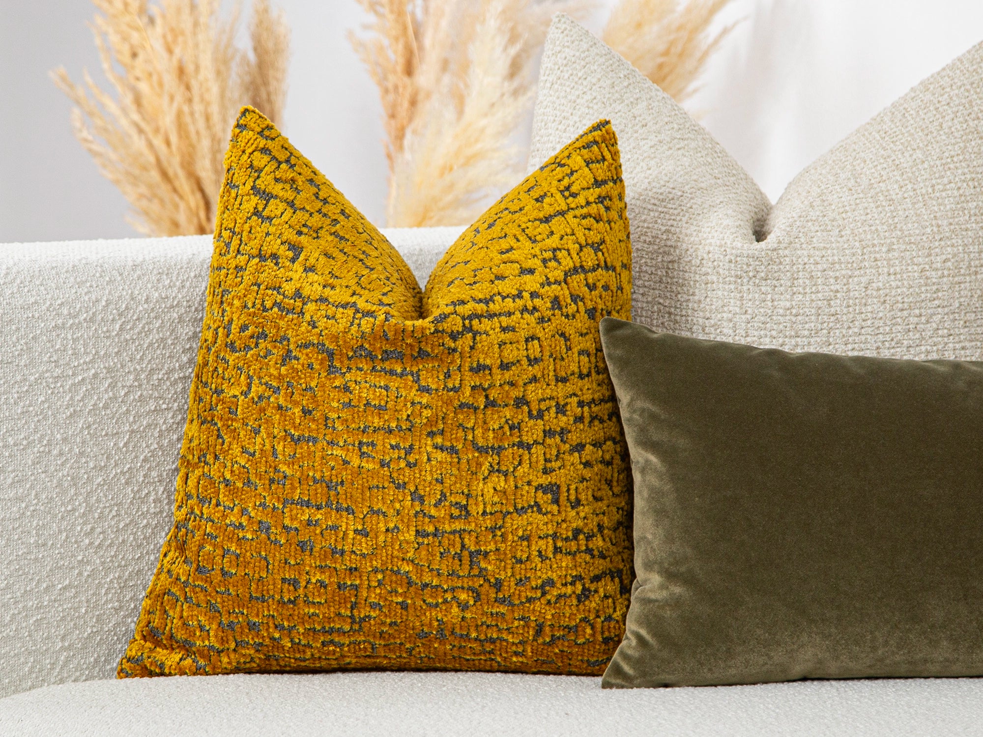 Mustard Textured Soft Cozy Pillow Cover