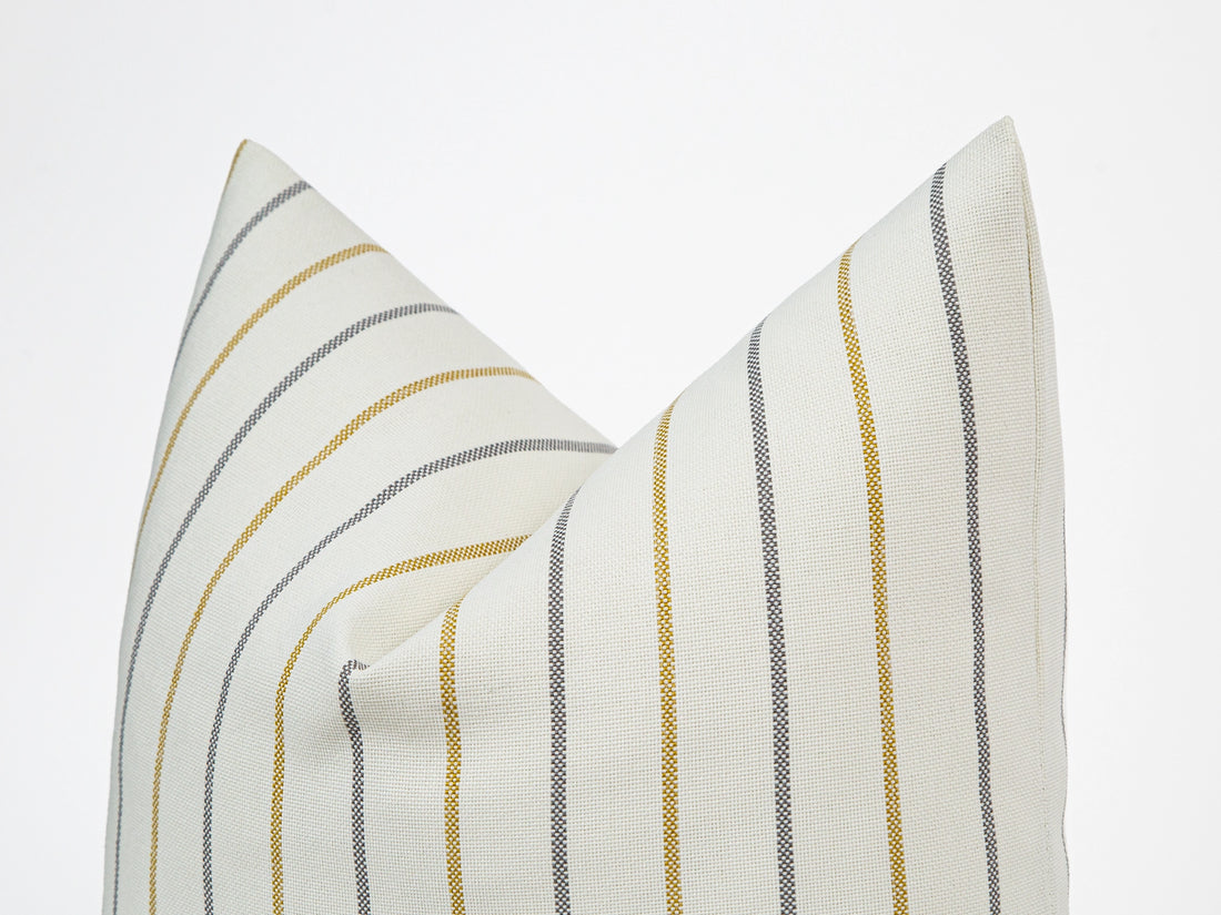 Mustard Coastal Stripe Outdoor Pillow Cover