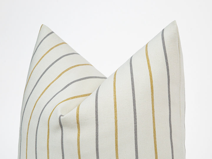 Mustard Coastal Stripe Outdoor Pillow Cover