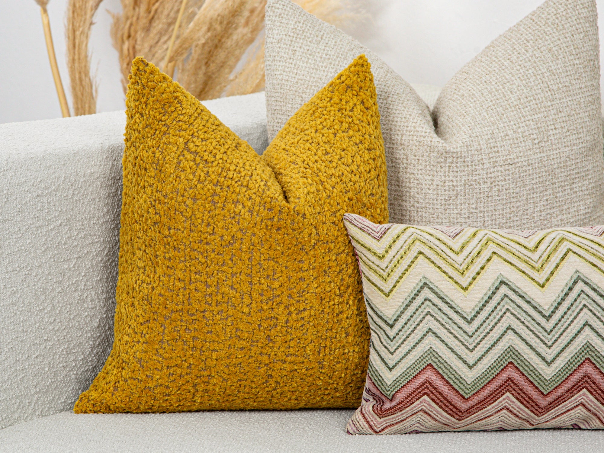 Mustard Plush Pillow Cover - Teddy