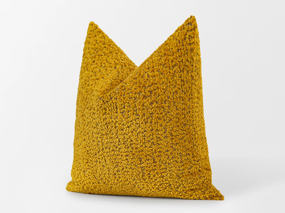 Mustard Plush Pillow Cover - Teddy