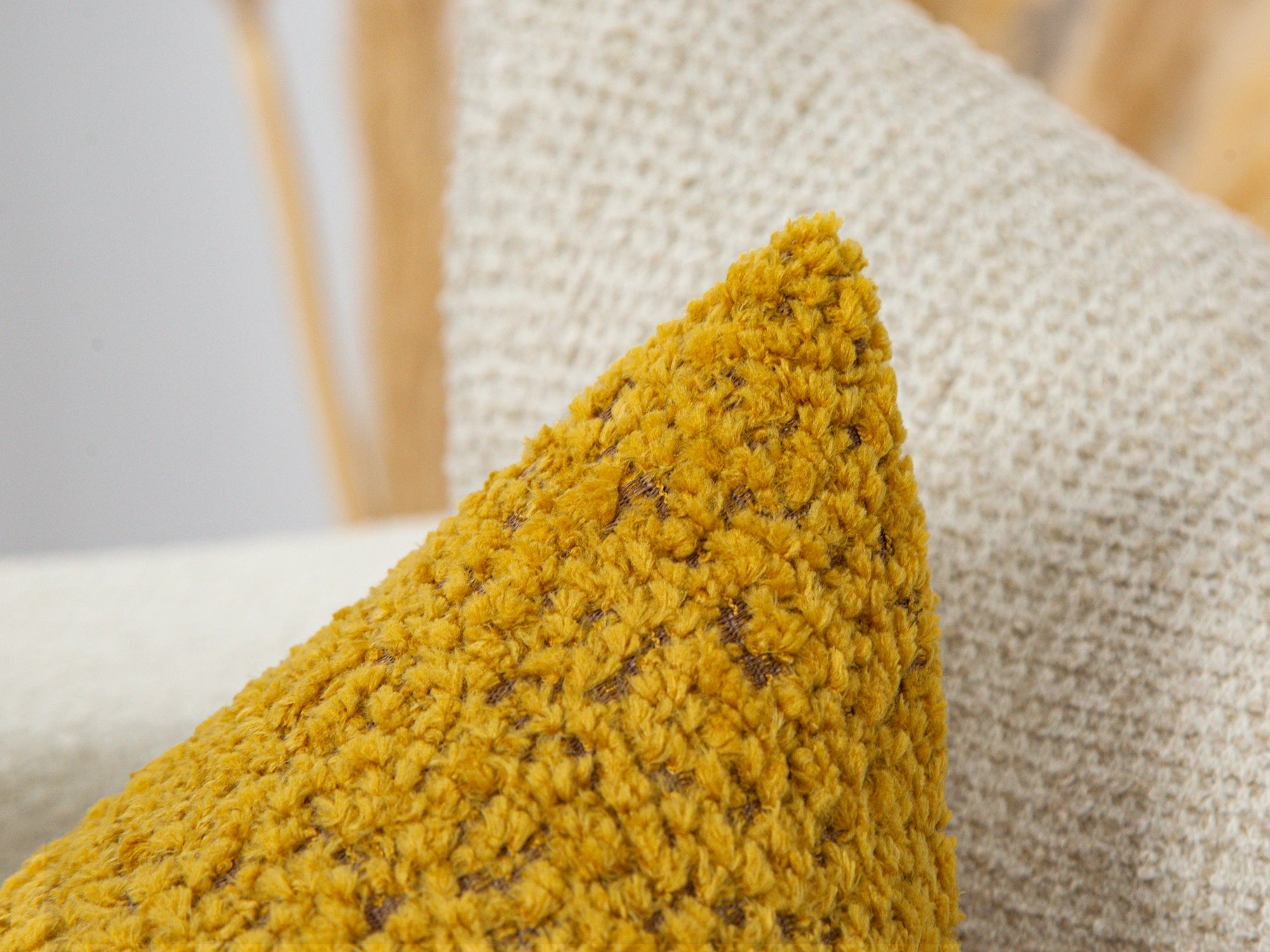 Mustard Plush Pillow Cover - Teddy