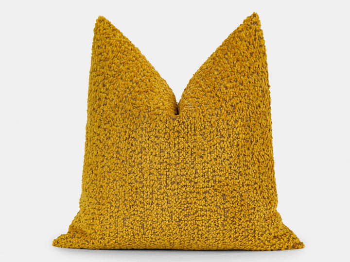 Mustard Plush Pillow Cover - Teddy