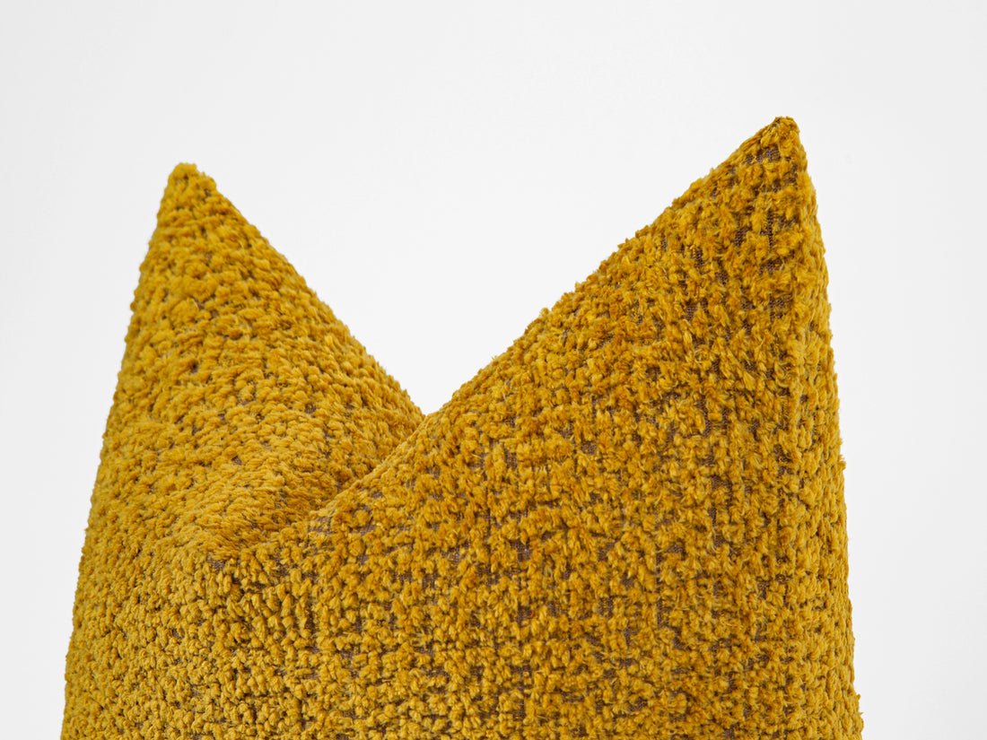 Mustard Plush Pillow Cover - Teddy