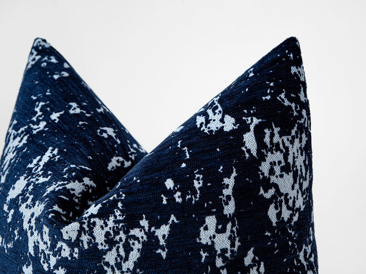 Navy Abstract Textured Pillow Cover