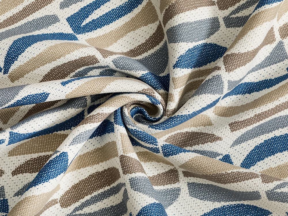 Navy Blue Geometric Outdoor Upholstery Fabric