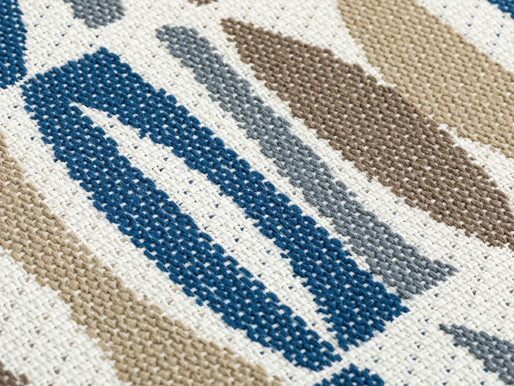 Navy Blue Geometric Outdoor Upholstery Fabric