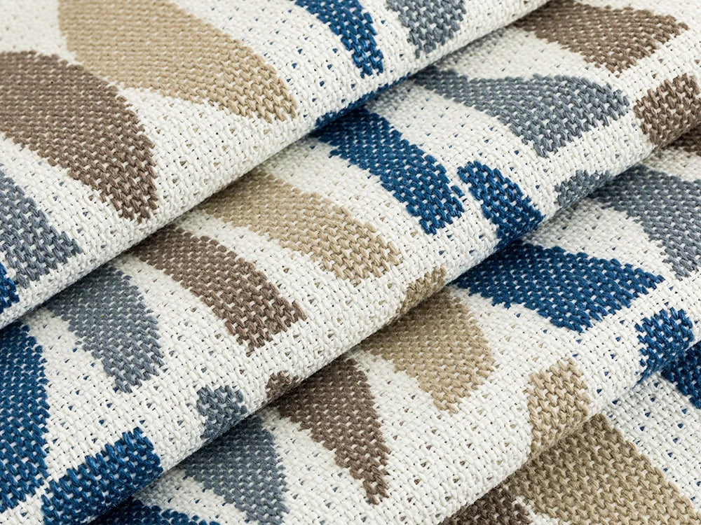 Navy Blue Geometric Outdoor Upholstery Fabric