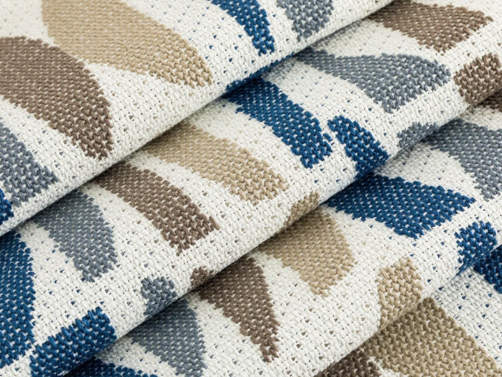 Navy Blue Geometric Outdoor Upholstery Fabric