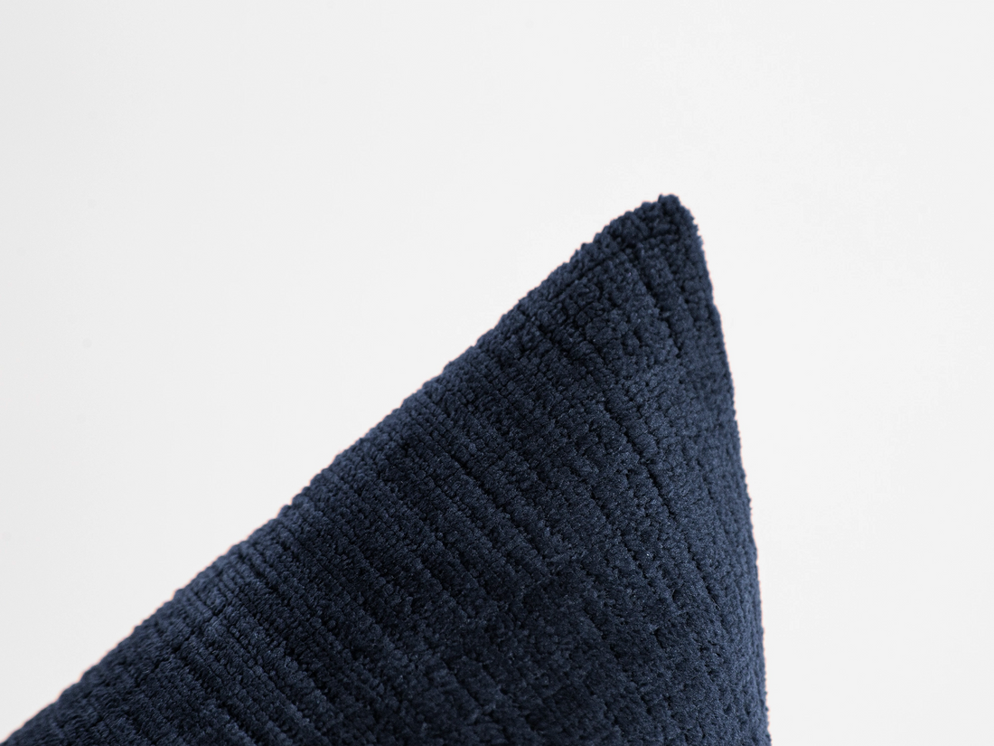 Navy Blue Chenille Pillow Cover - Cozy