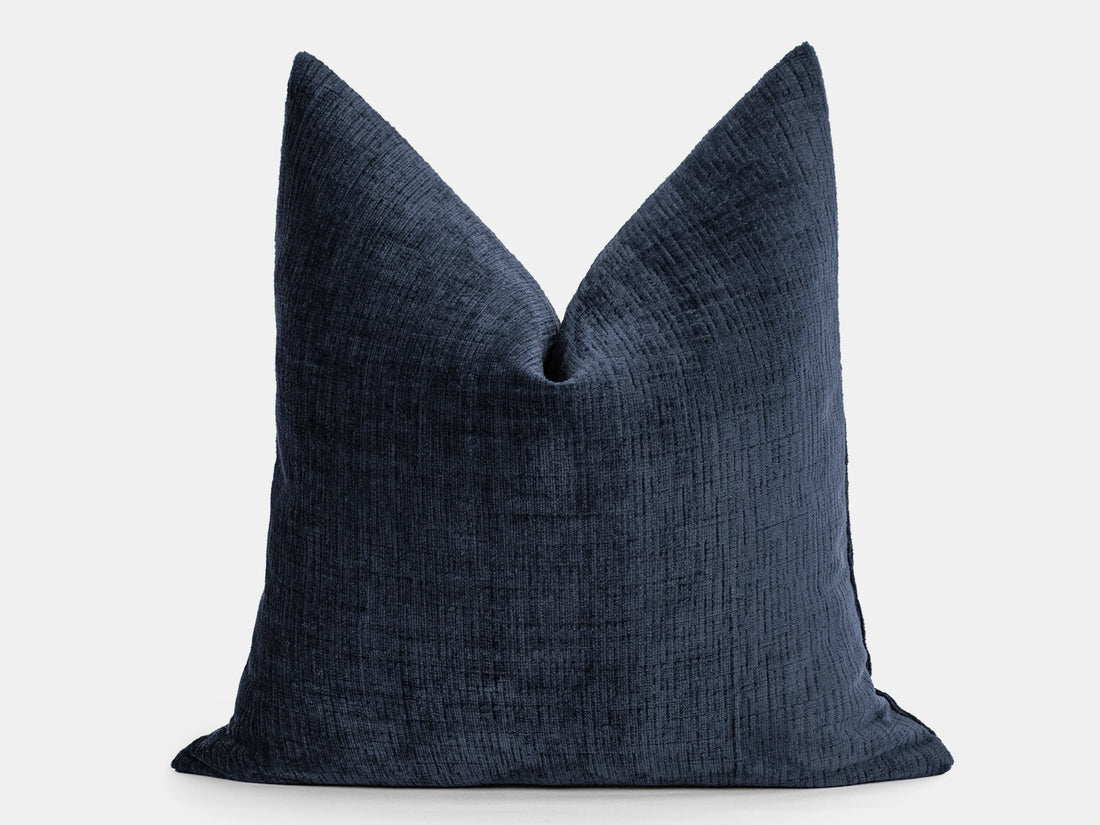 Navy Blue Chenille Pillow Cover - Cozy