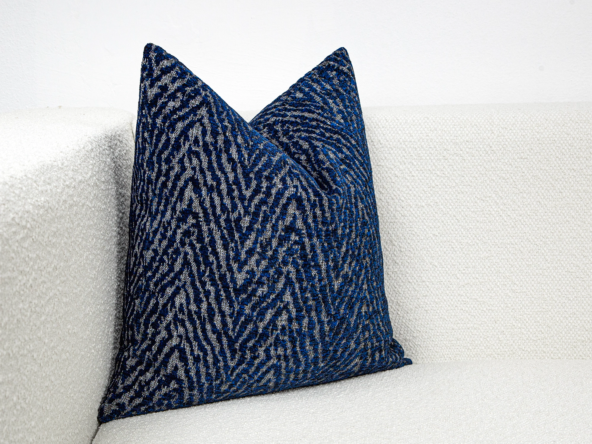Navy Blue Textured Chevron Pillow Cover