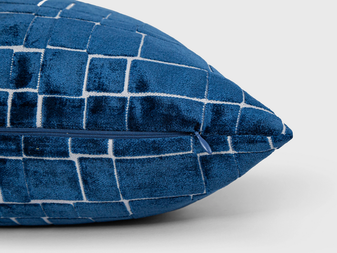 Navy Blue Cut Velvet Pillow Cover