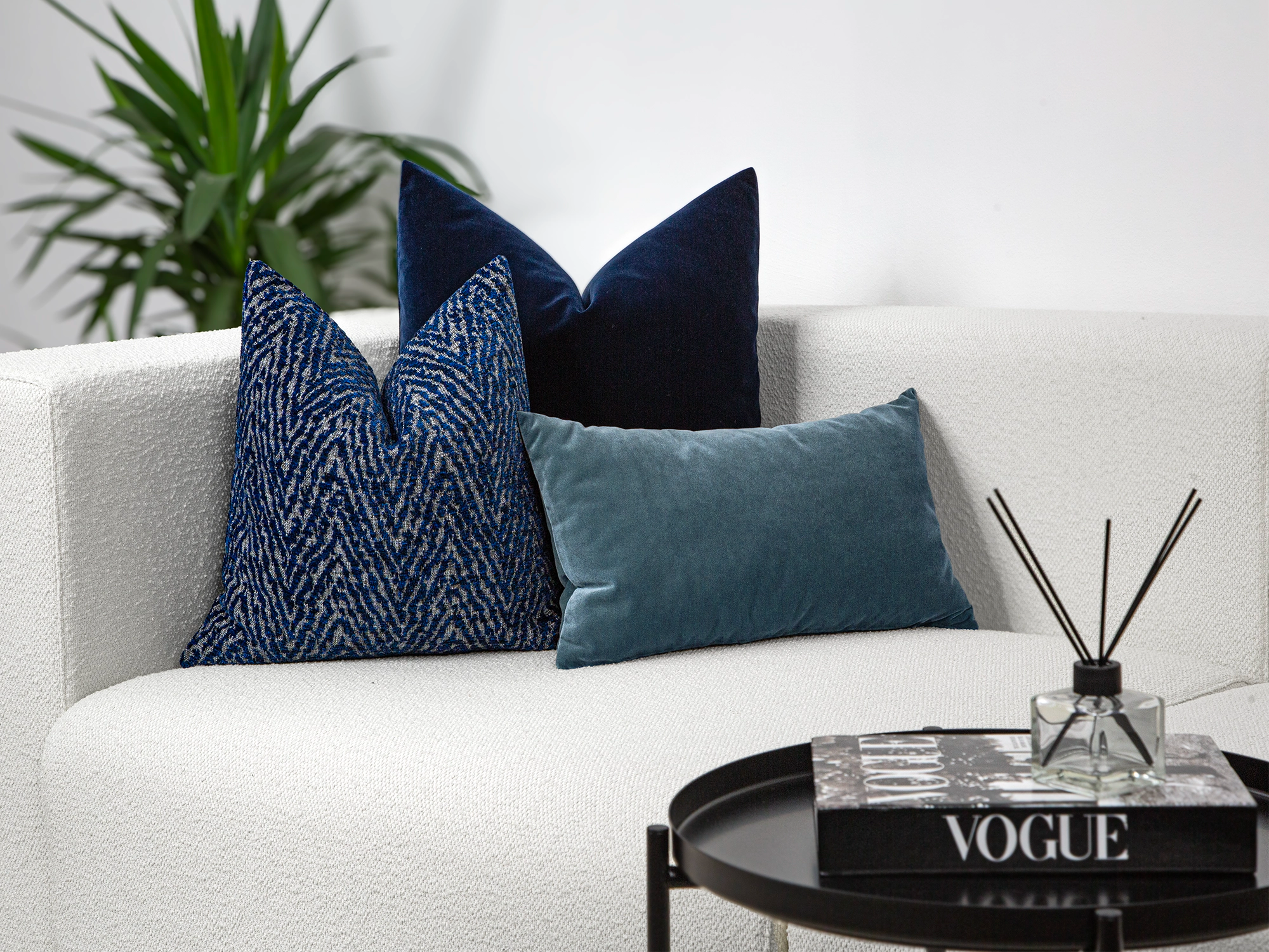 Navy Blue Textured Chevron Pillow Cover