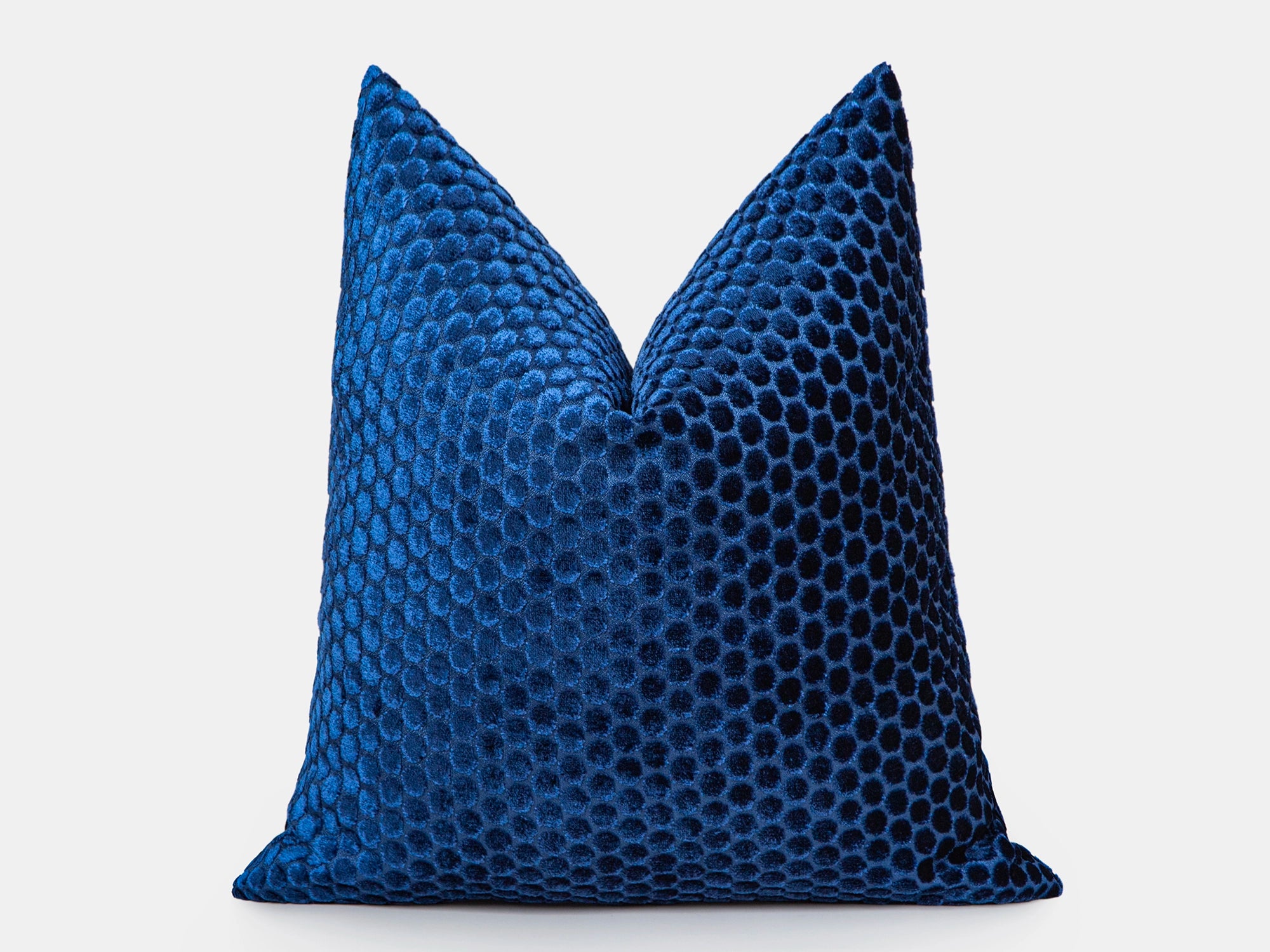 Navy Blue Dotted Velvet Pillow Cover