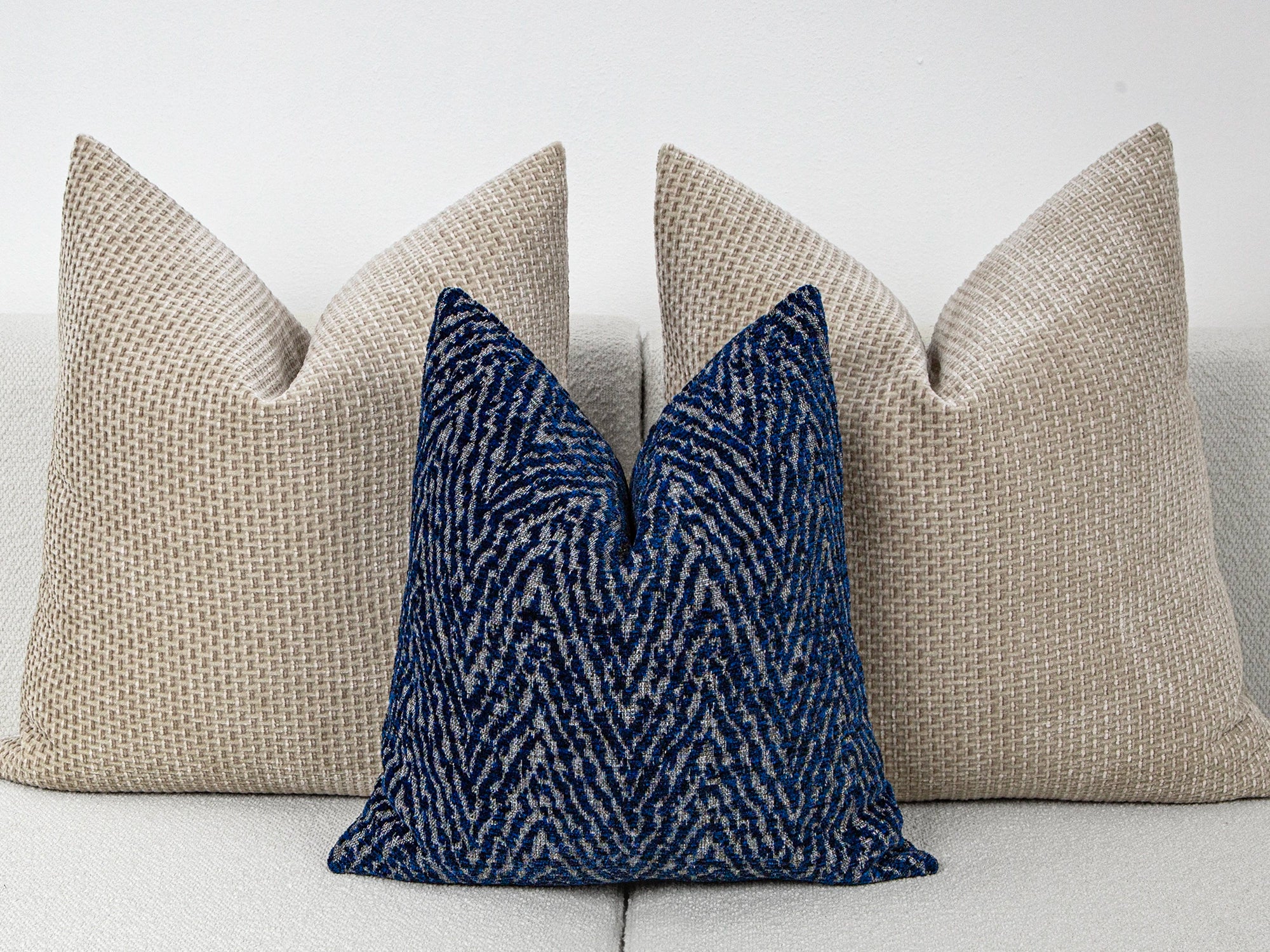 Navy Blue Textured Chevron Pillow Cover
