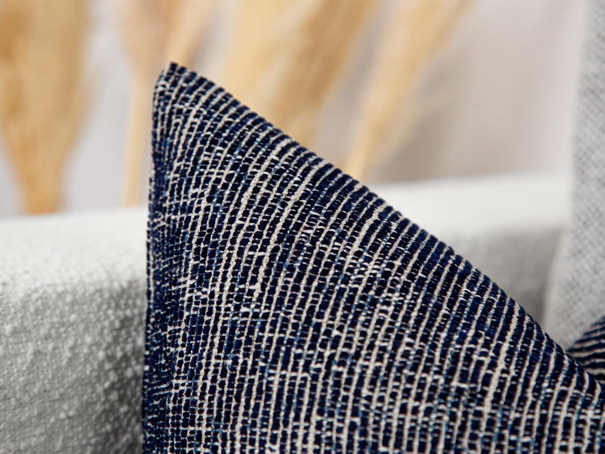 Navy Blue Woven Pillow Cover