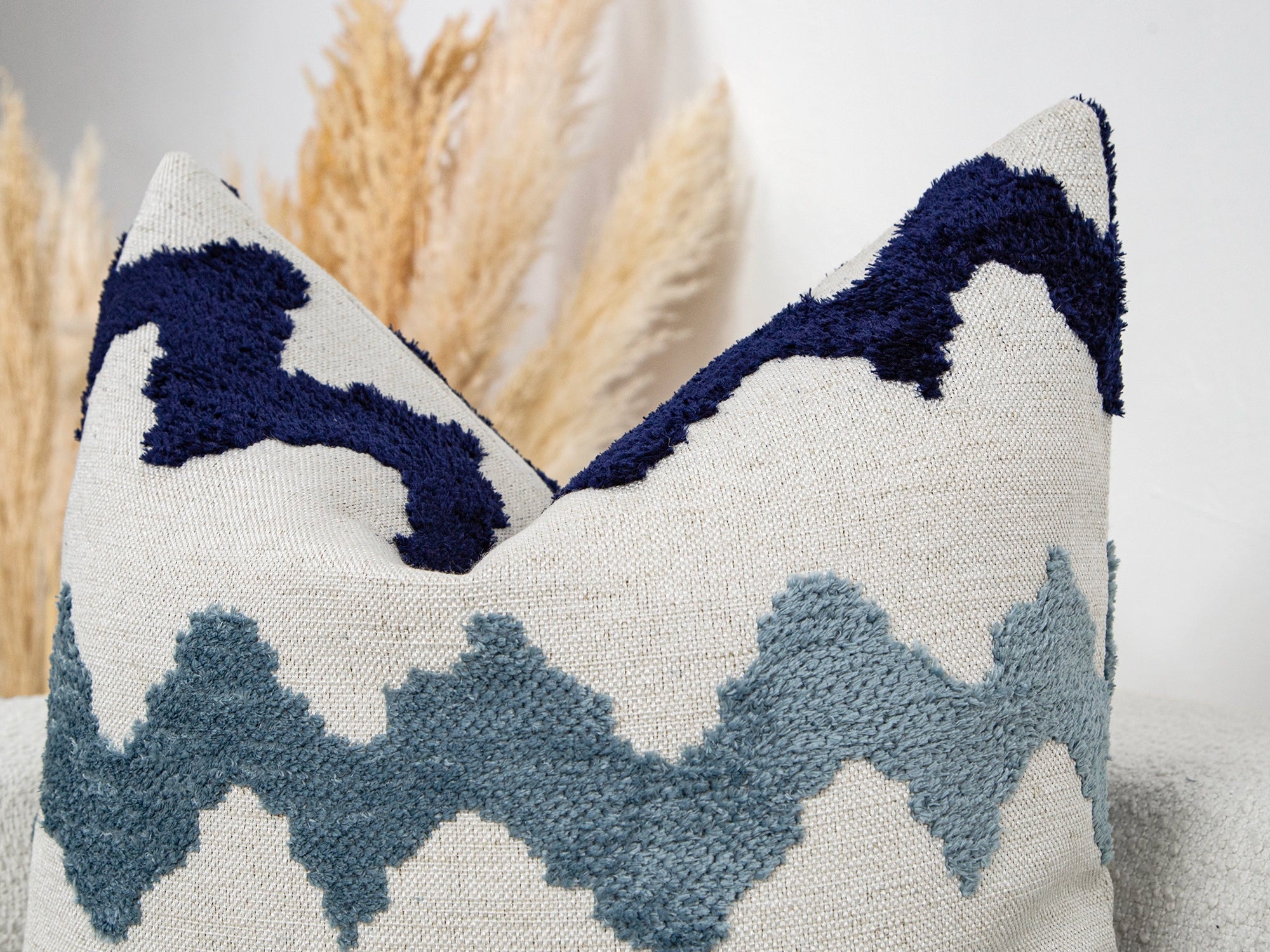 Blue & Navy Textured Chevron Pillow Cover