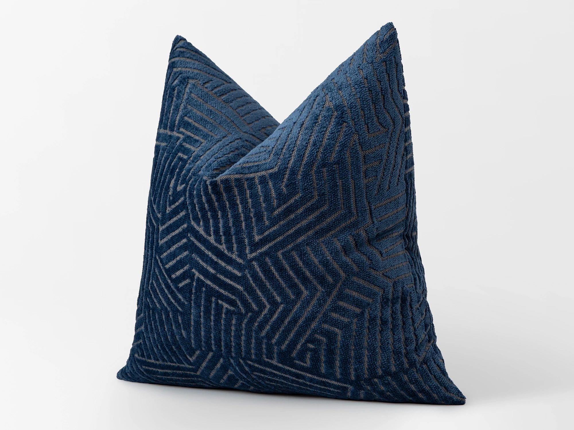 Navy Blue Geometric Textured Pillow Cover