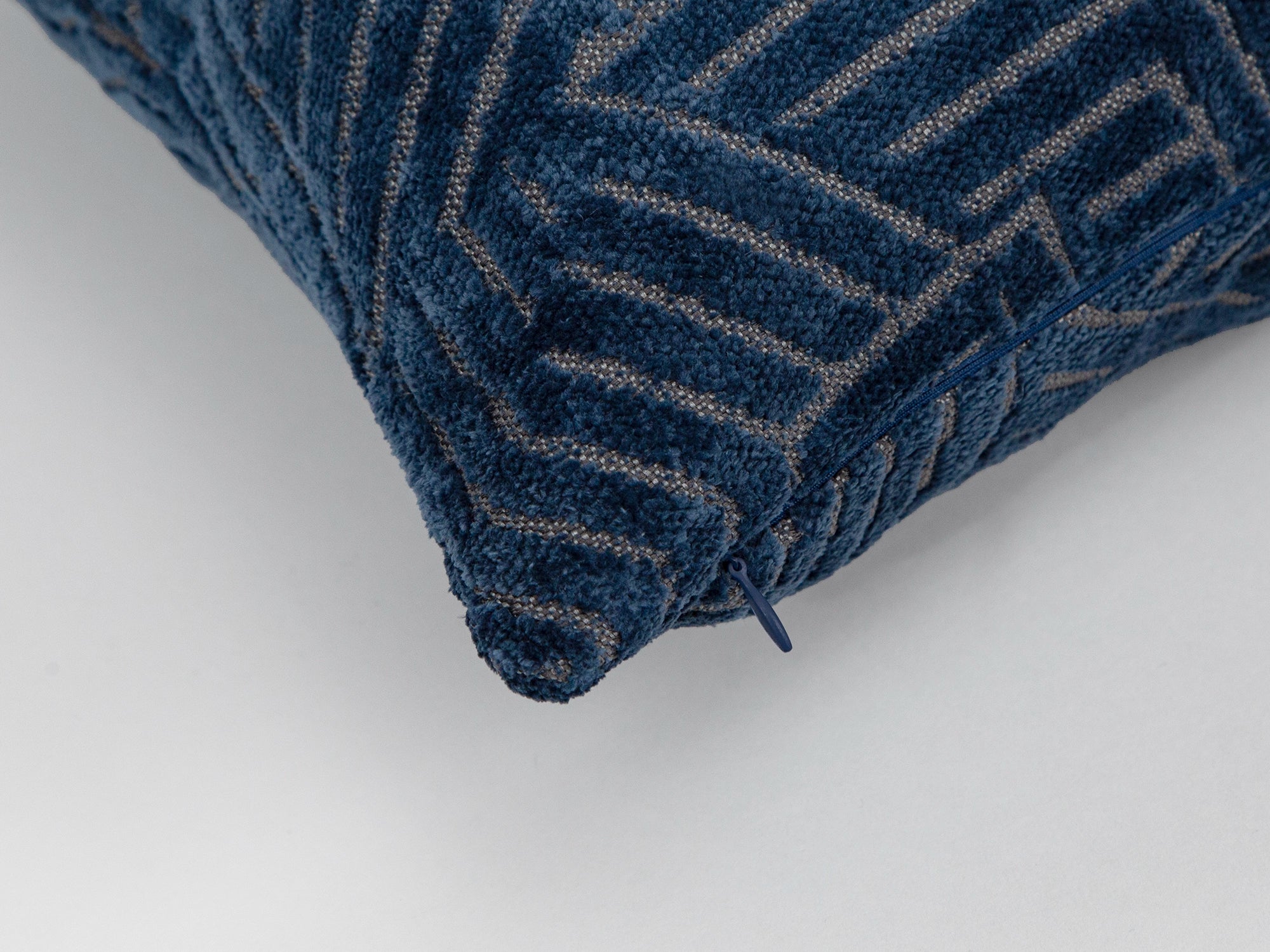 Navy Blue Geometric Textured Pillow Cover