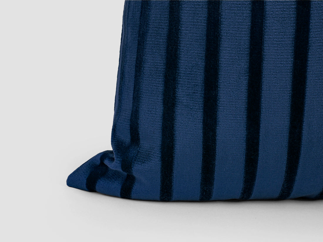 Navy Blue Stripe Velvet Pillow Cover