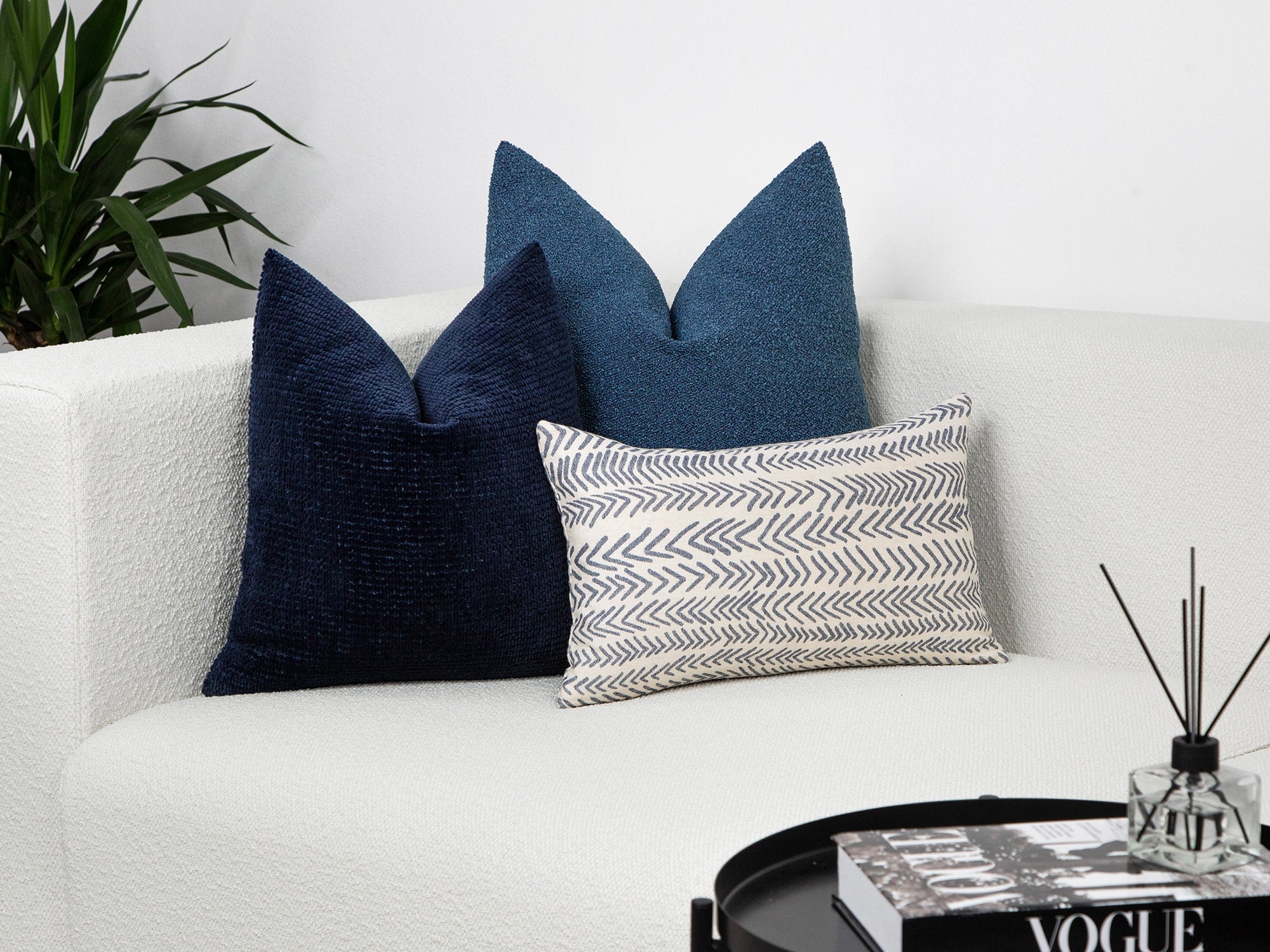 Deep Navy Textured Pillow Cover