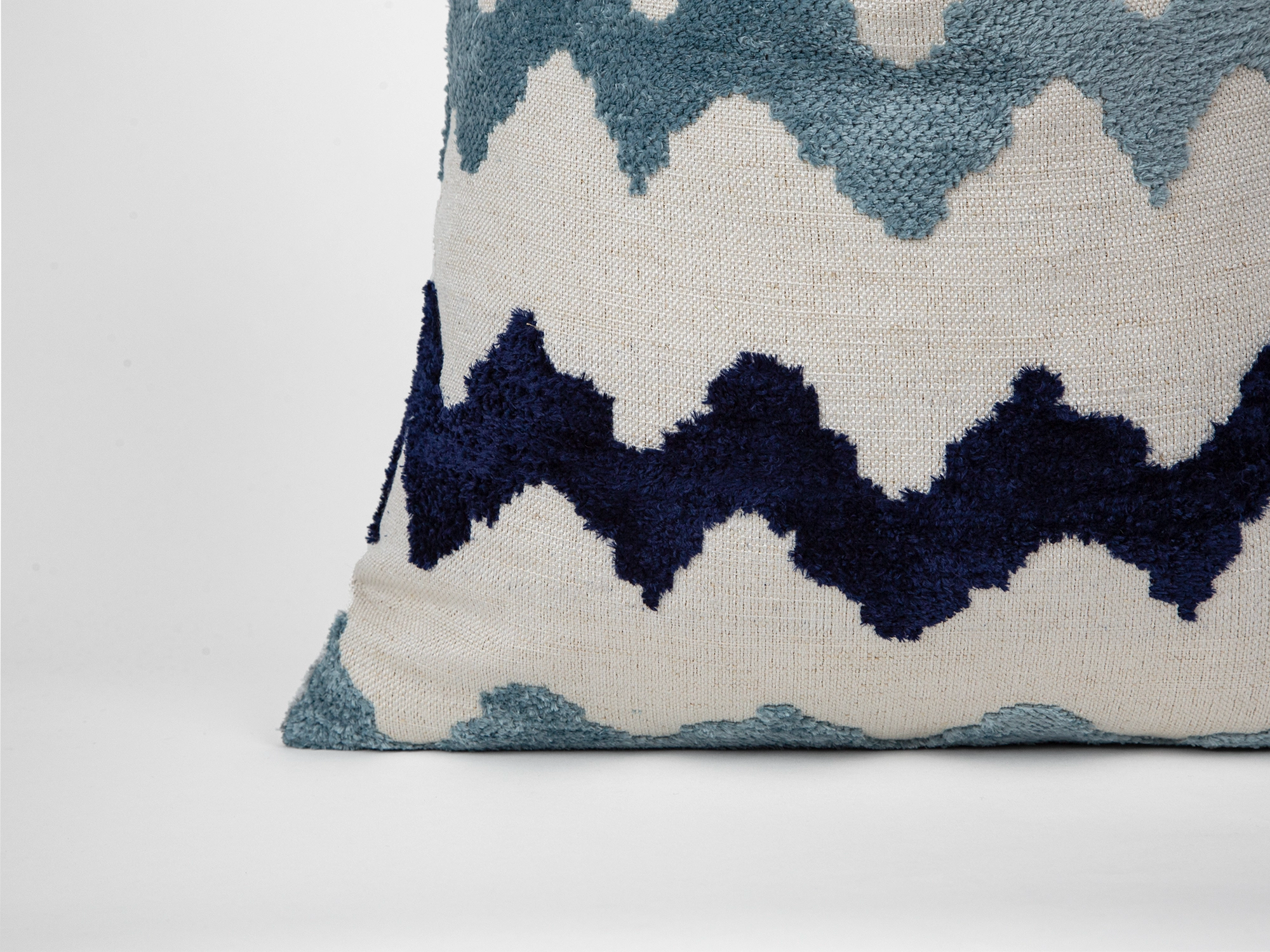 Blue & Navy Textured Chevron Pillow Cover
