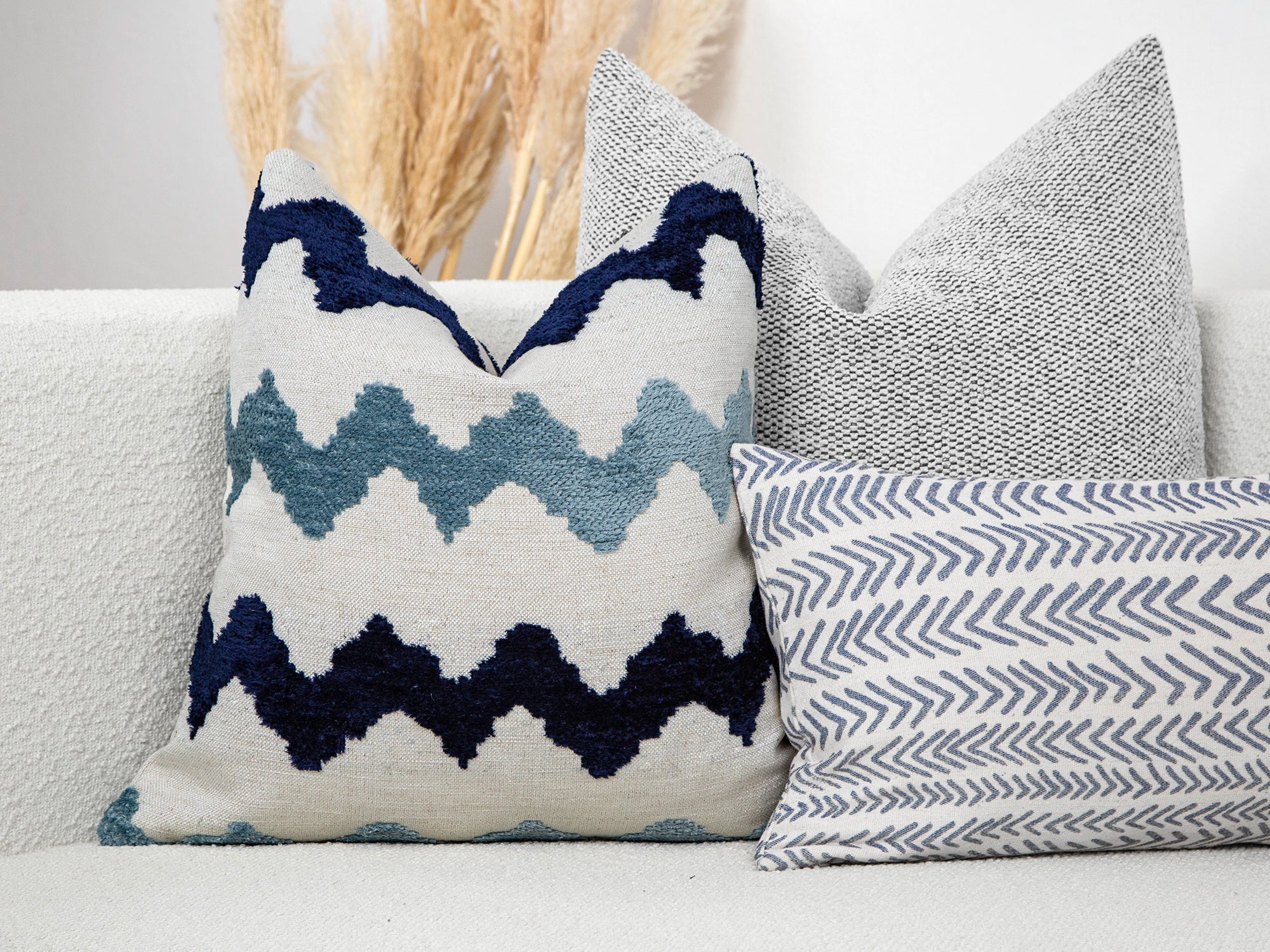 Blue & Navy Textured Chevron Pillow Cover