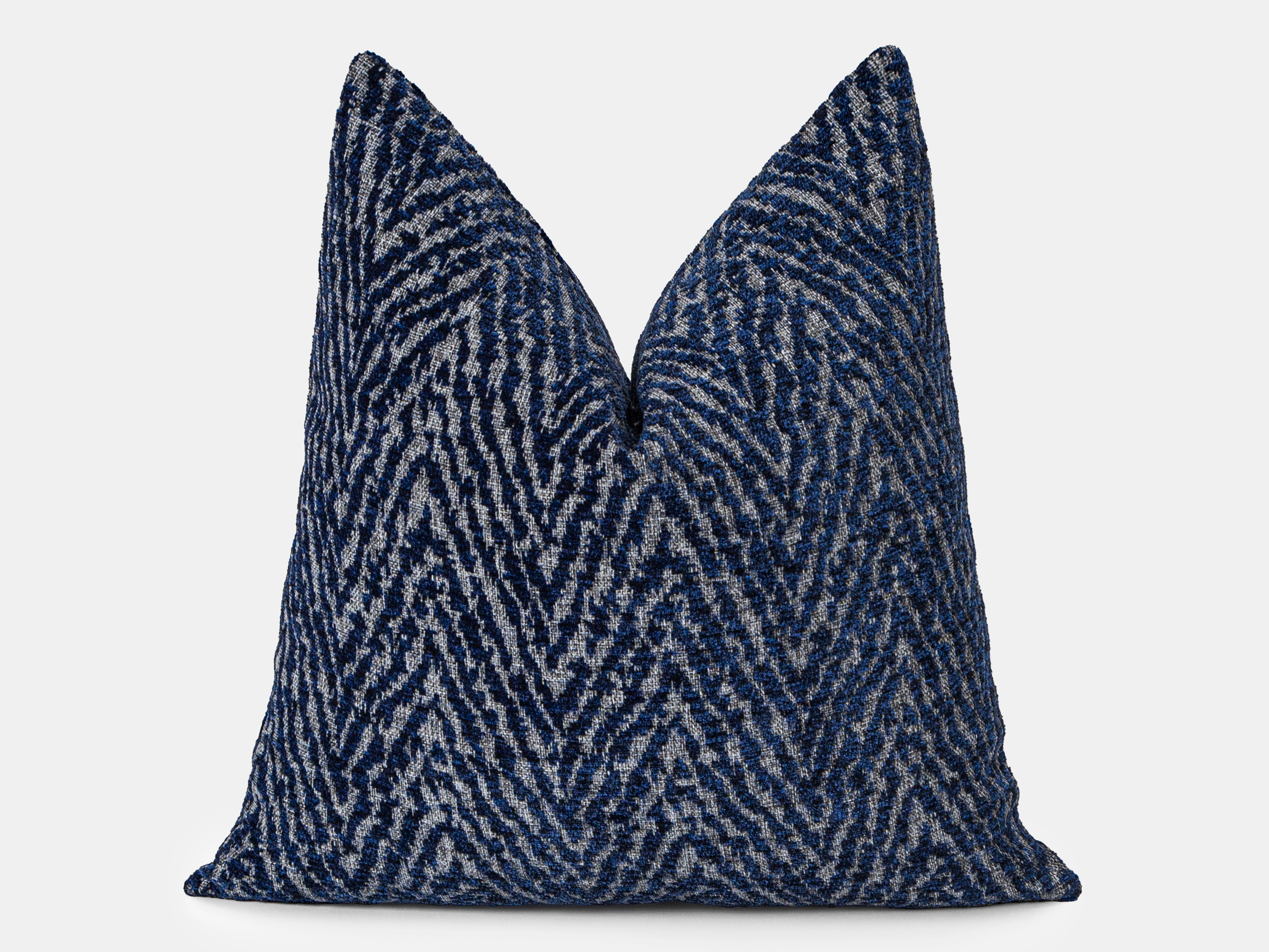 Navy Blue Textured Chevron Pillow Cover