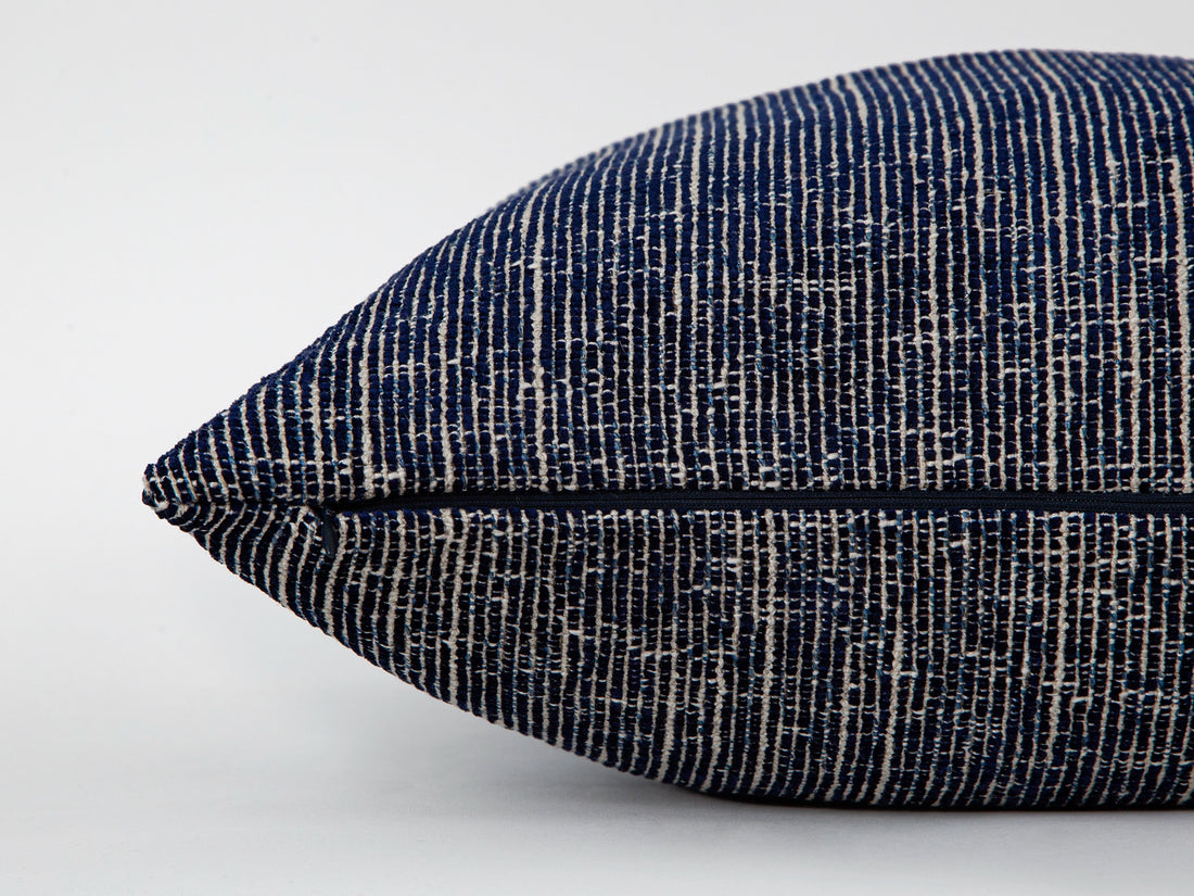 Navy Blue Woven Pillow Cover