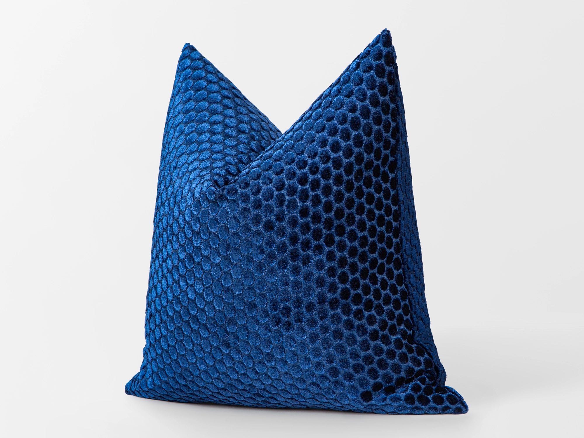 Navy Blue Dotted Velvet Pillow Cover