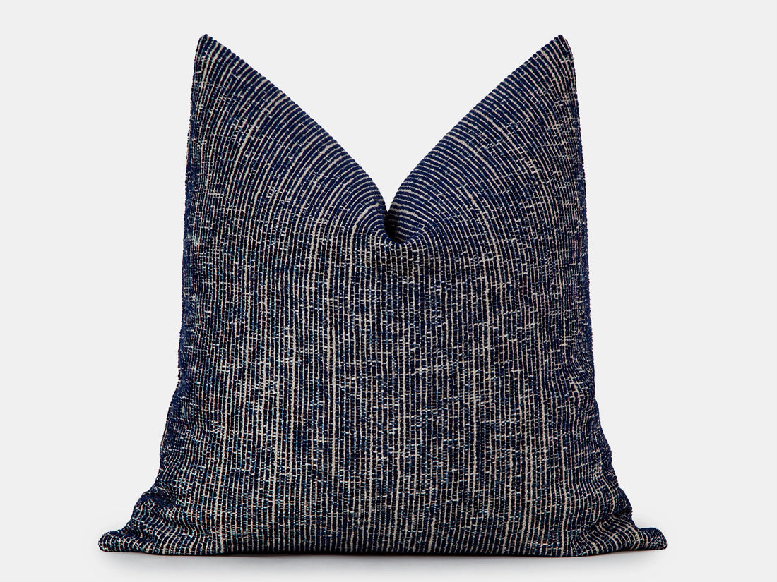 Navy Blue Woven Pillow Cover