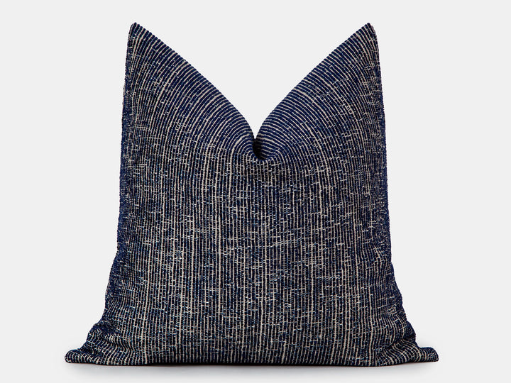 Navy Blue Woven Pillow Cover