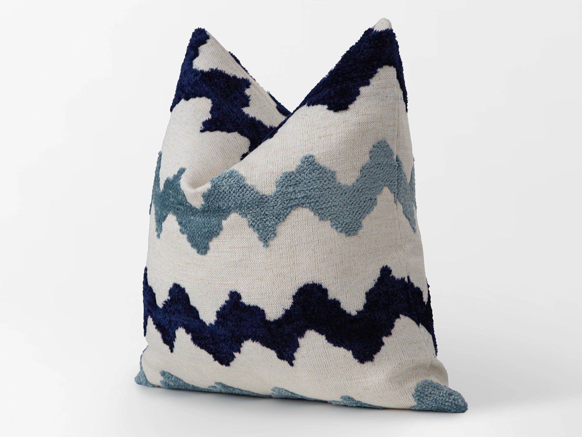 Blue & Navy Textured Chevron Pillow Cover