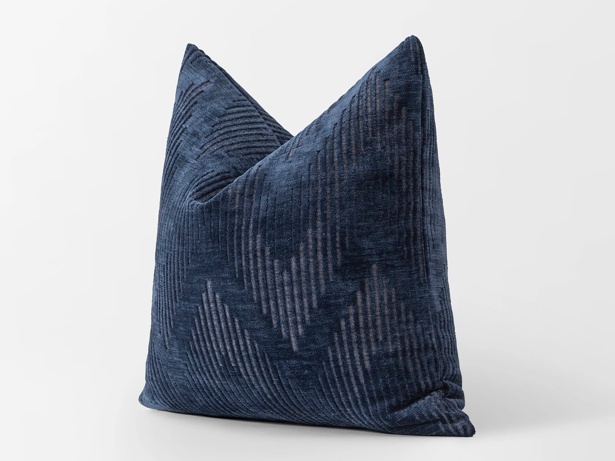 Navy Blue Geometric Textured Pillow Cover