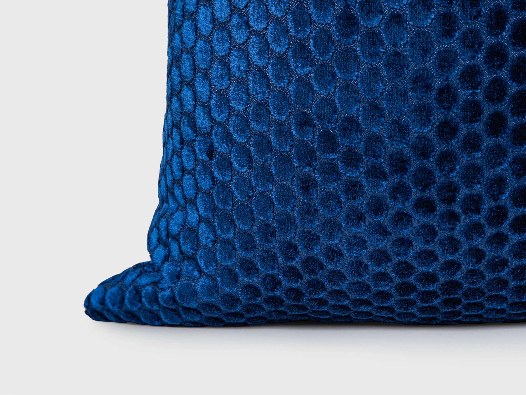 Navy Blue Dotted Velvet Pillow Cover