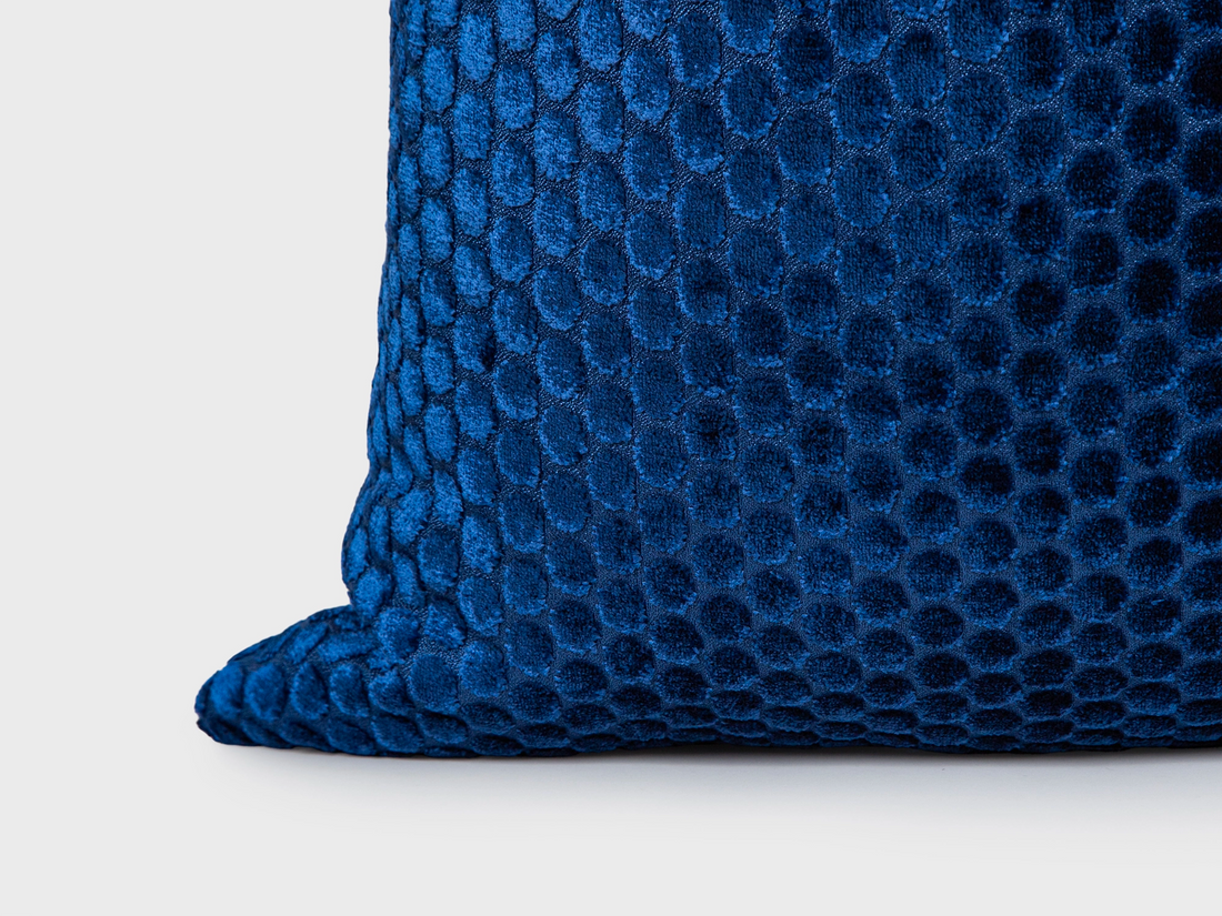 Navy Blue Dotted Velvet Pillow Cover