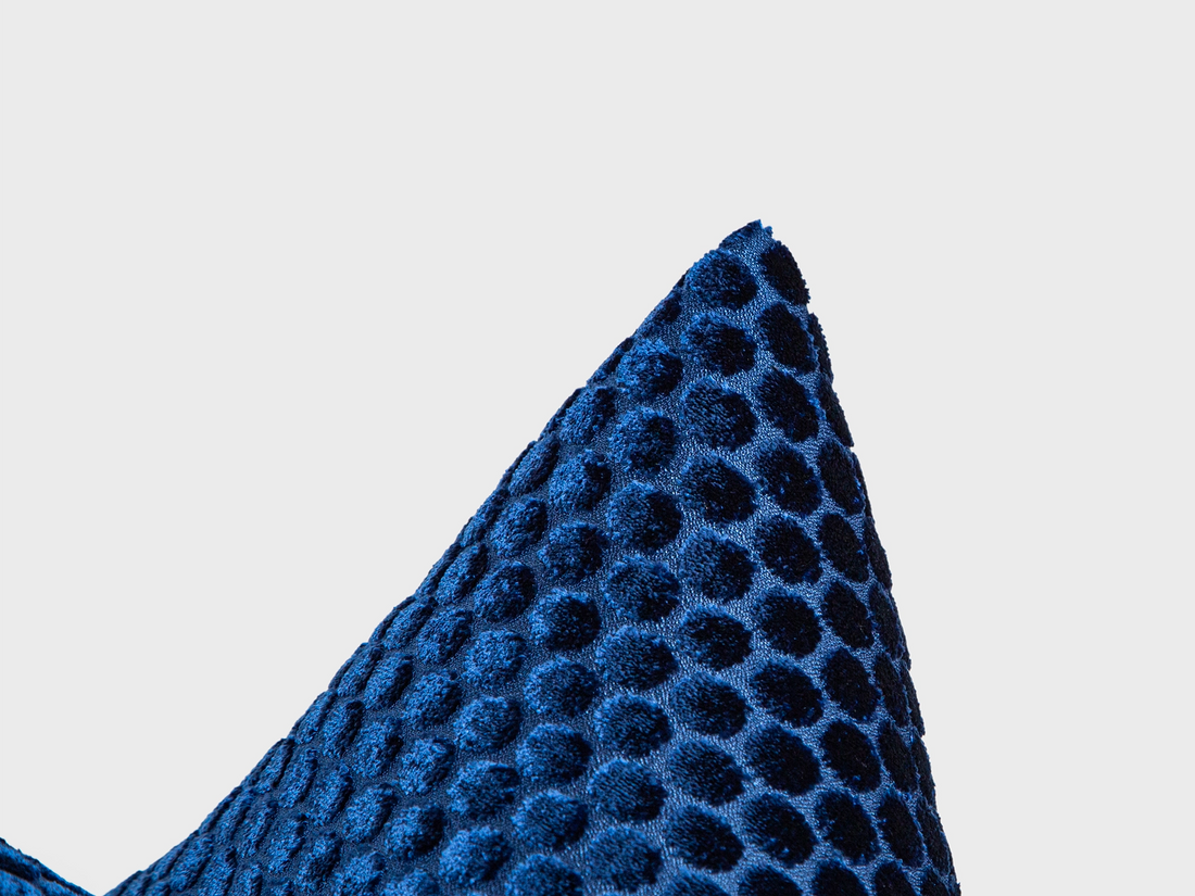 Navy Blue Dotted Velvet Pillow Cover