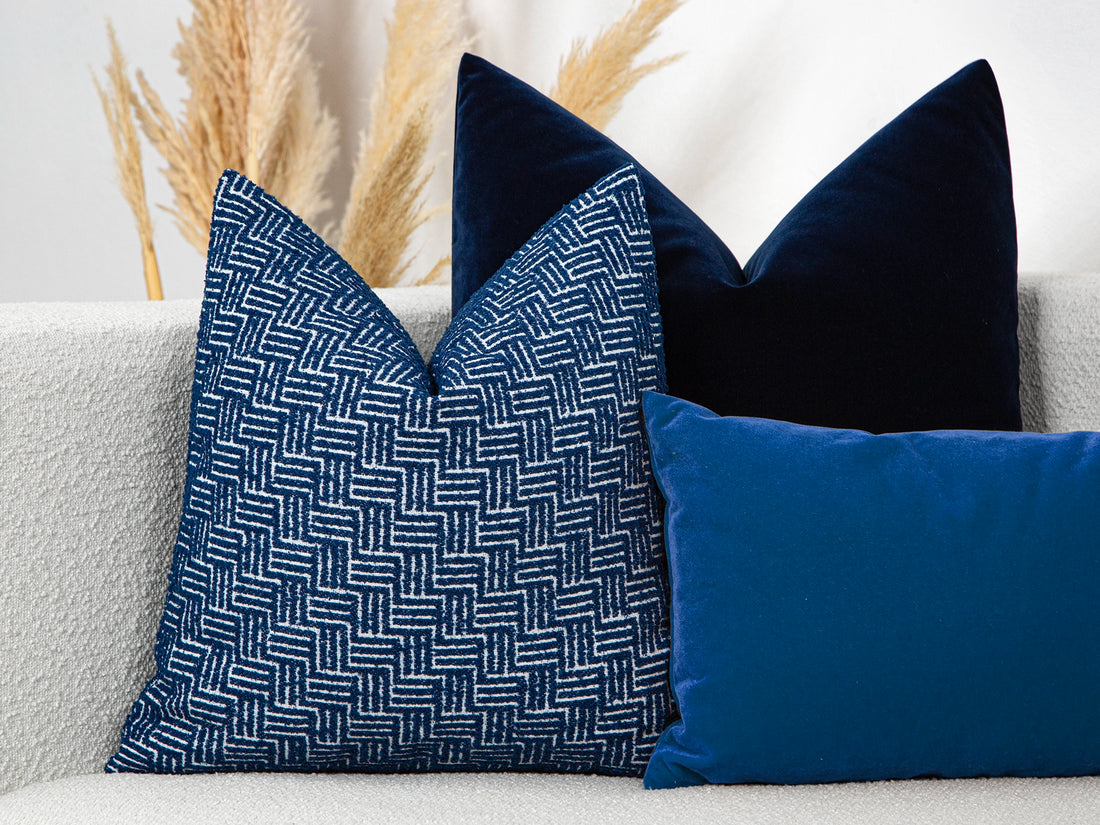 Navy Blue Textured Pillow Cover