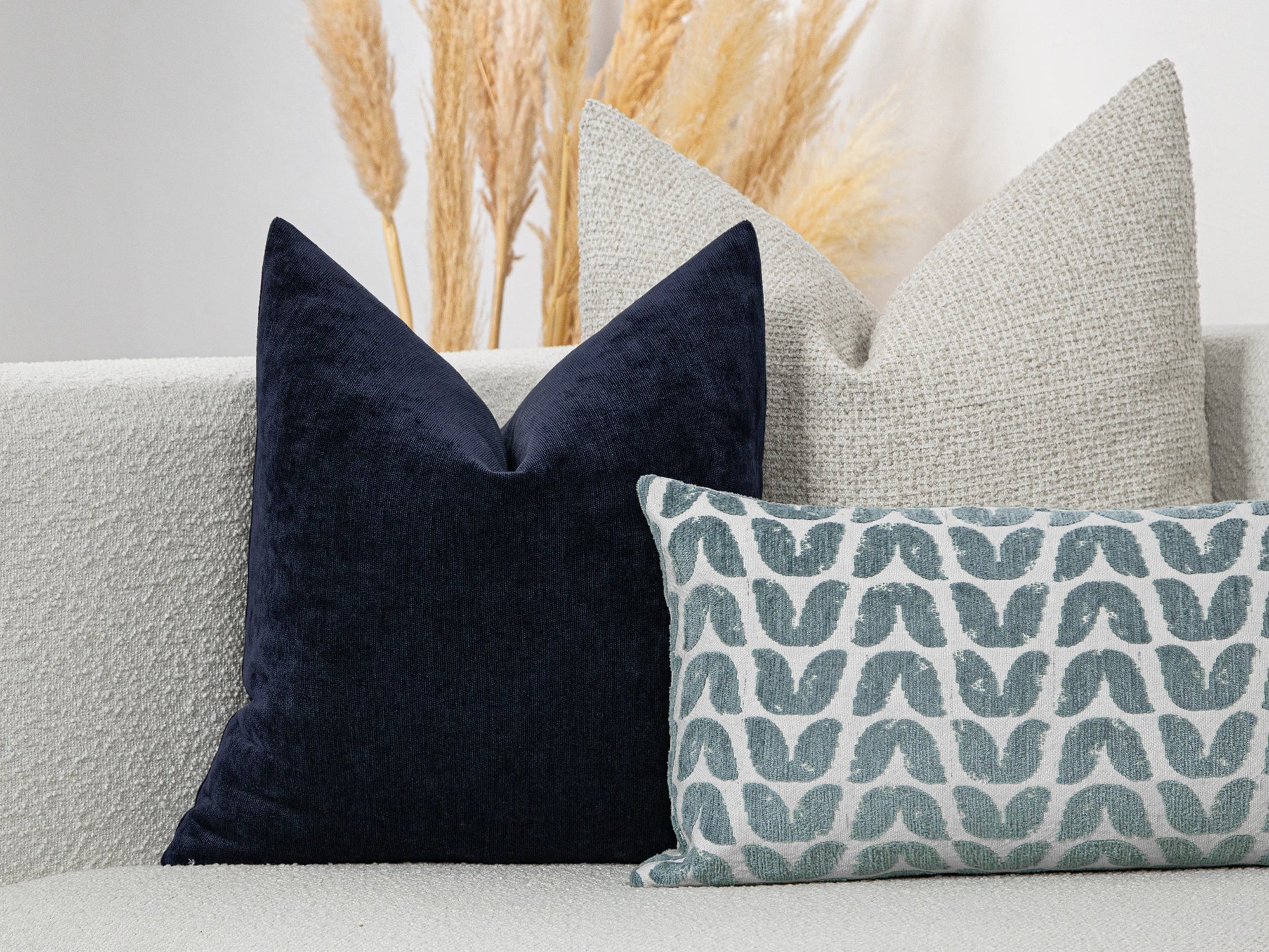 Navy Blue Woven Pillow Cover