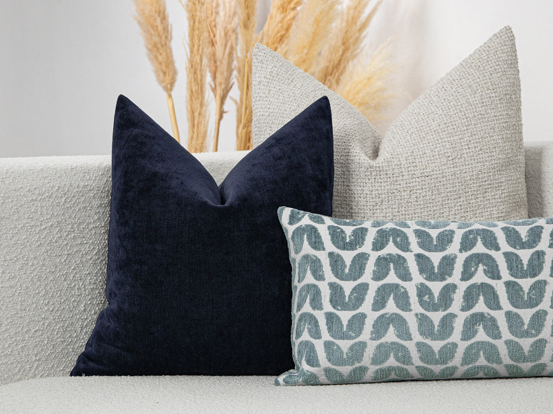 Navy Blue Woven Pillow Cover