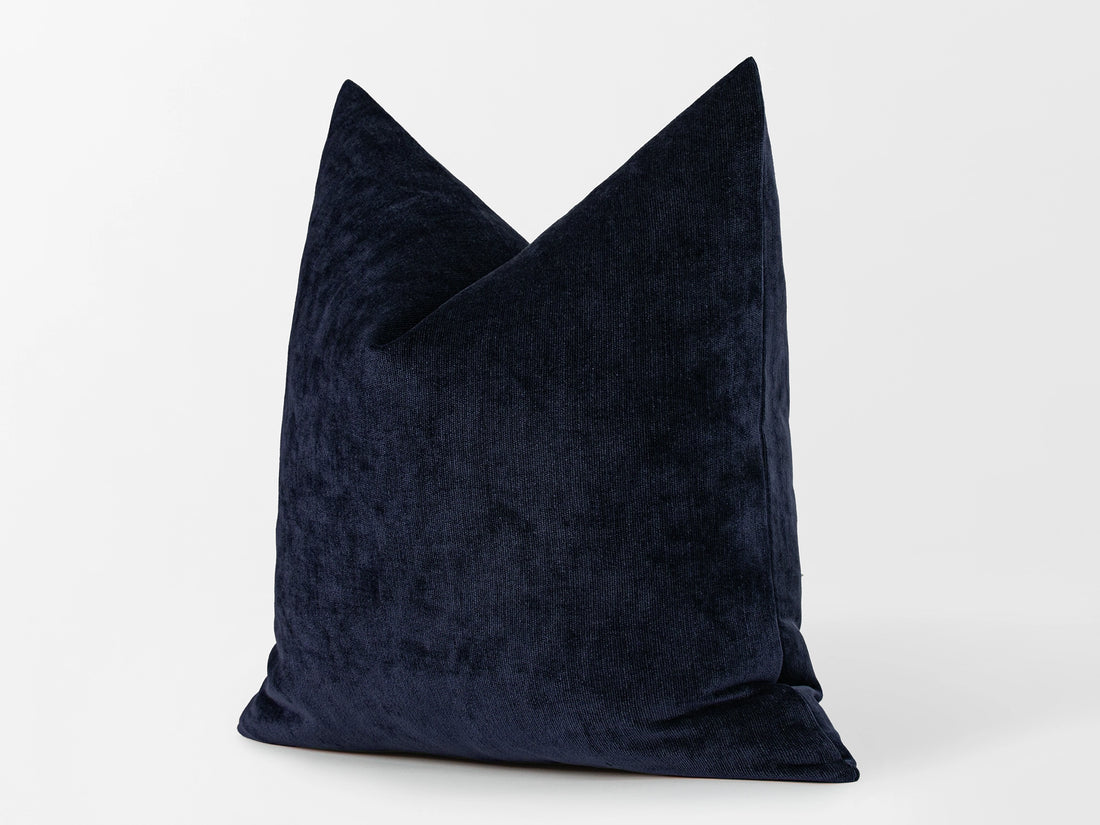 Navy Blue Woven Pillow Cover