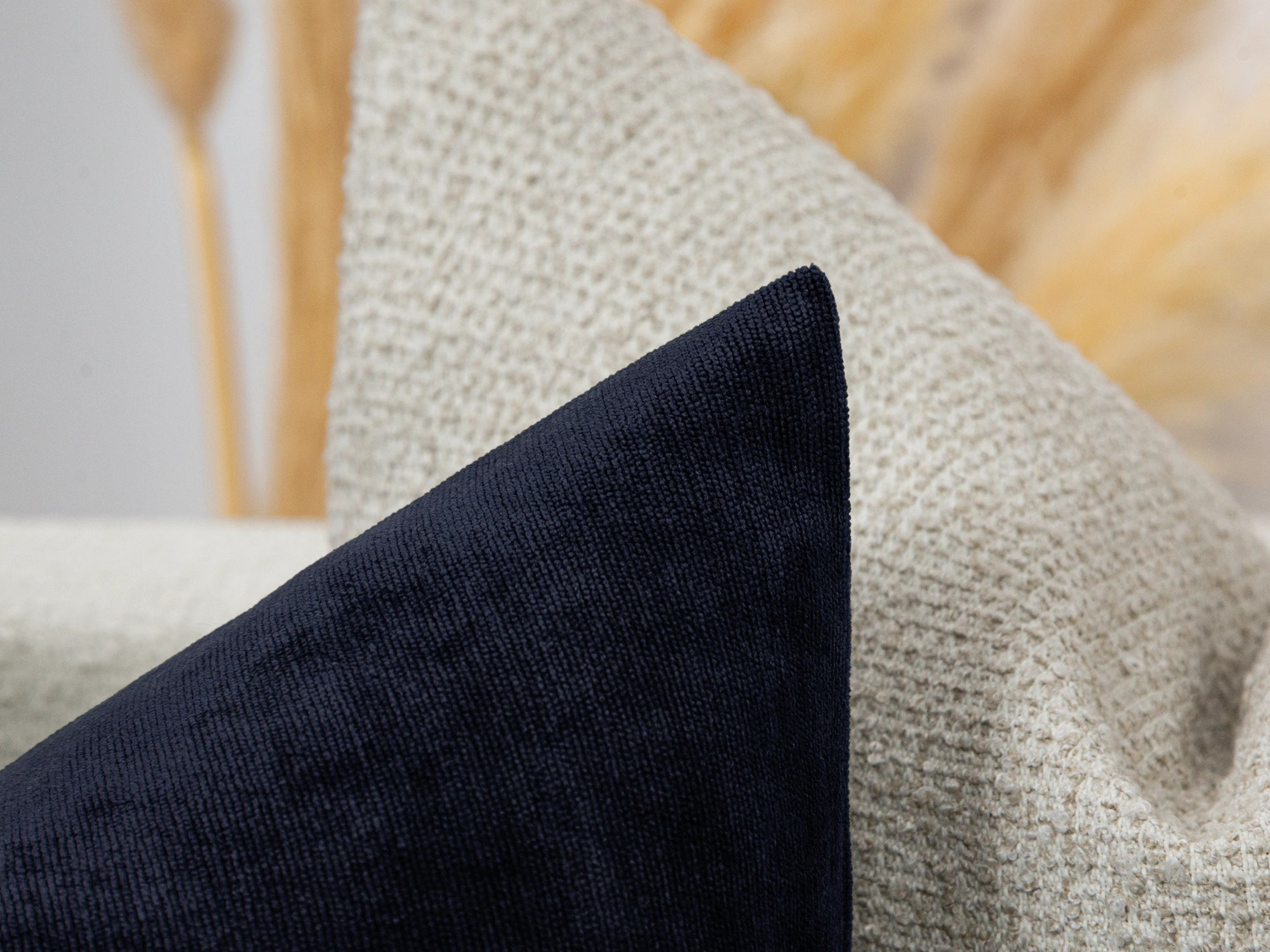 Navy Blue Woven Pillow Cover