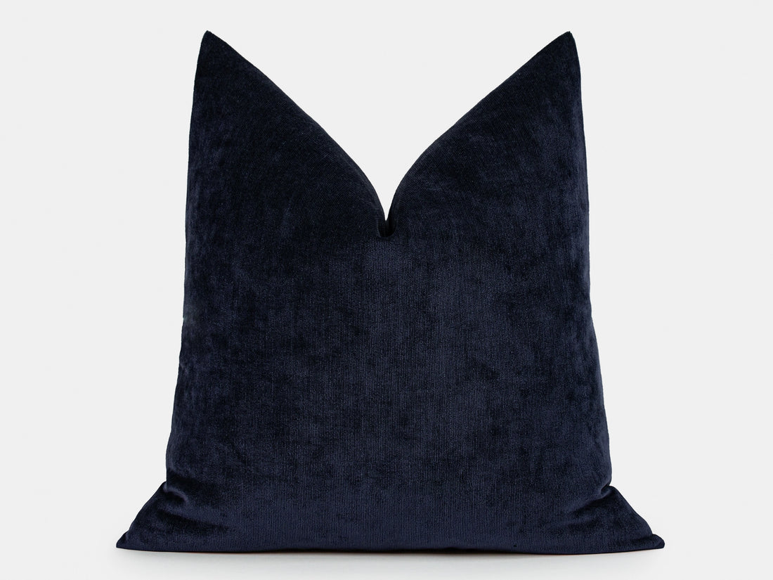Navy Blue Woven Pillow Cover