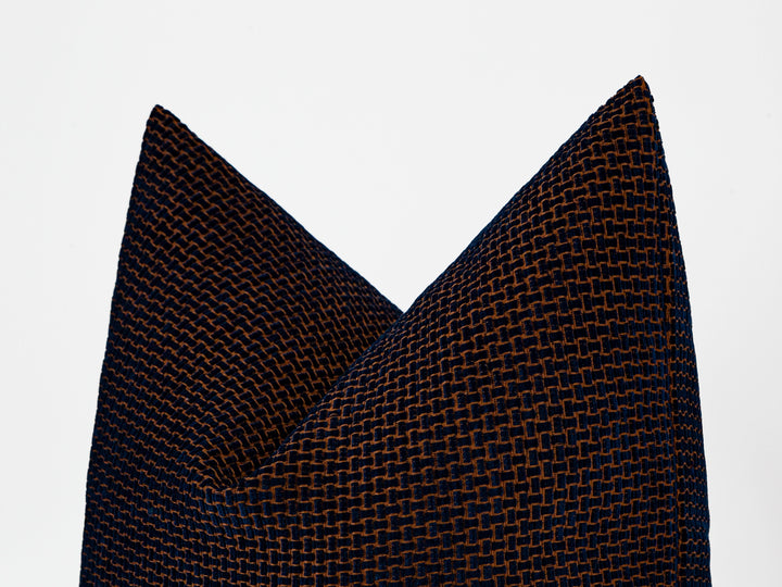 Navy and Rust Basket Weave Pillow Cover