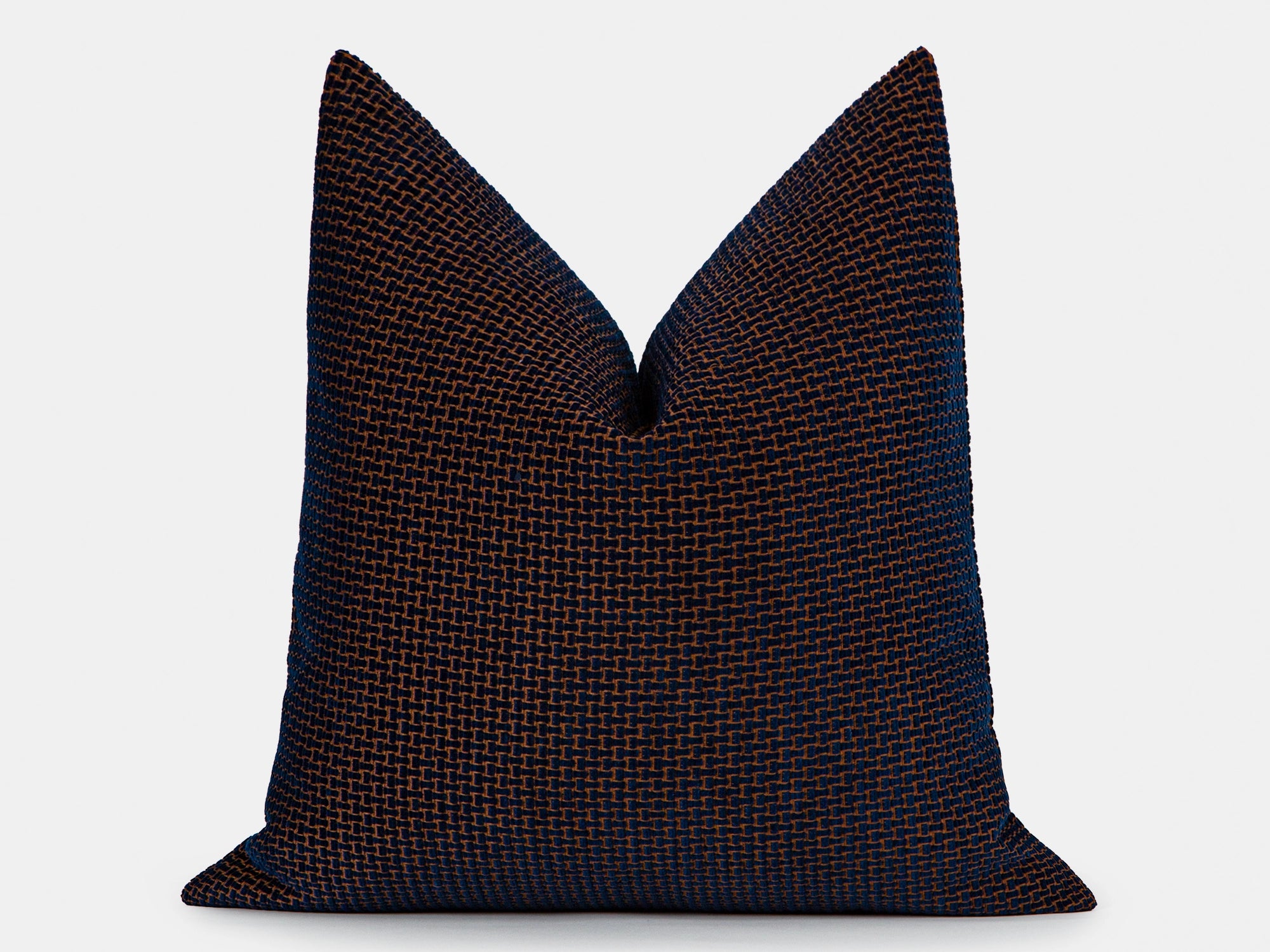 Navy and Rust Basket Weave Pillow Cover