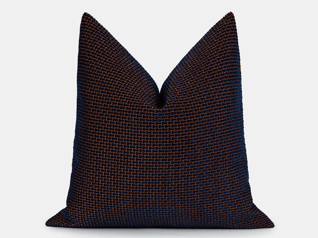 Navy and Rust Basket Weave Pillow Cover