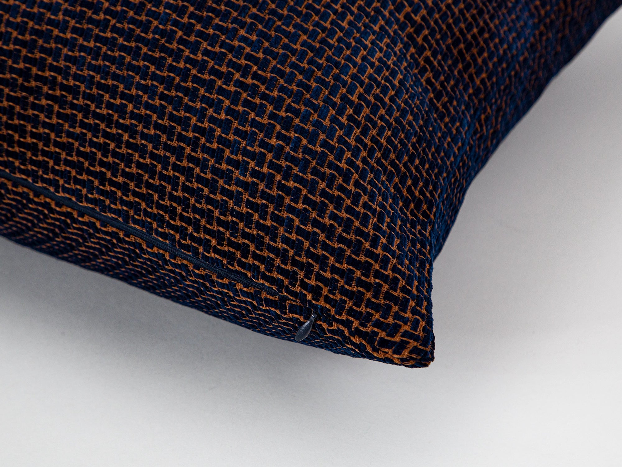 Navy and Rust Basket Weave Pillow Cover